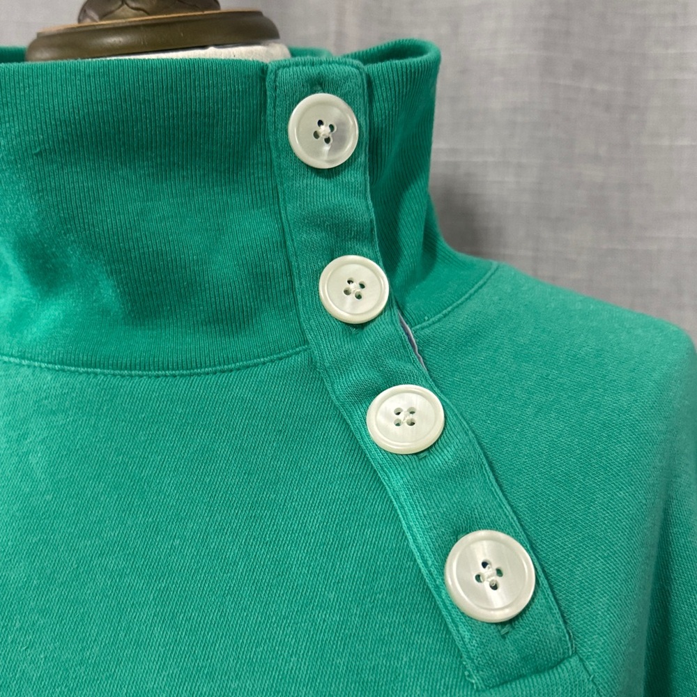 J Crew Factory Sweatshirt-S-Button Neck Side Detail-Kelly Green-60% Cotton-EUC - Picture 2 of 16